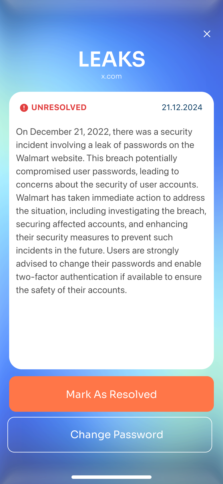 Leaks — incident detail